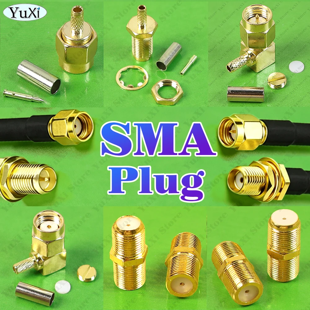1-10pcs Male Plug SMA Female Rp SMA Connector Crimp For RG316 U LMR100 RG174 Cable Wire Terminal Straight 50 Ohm Plug Jack