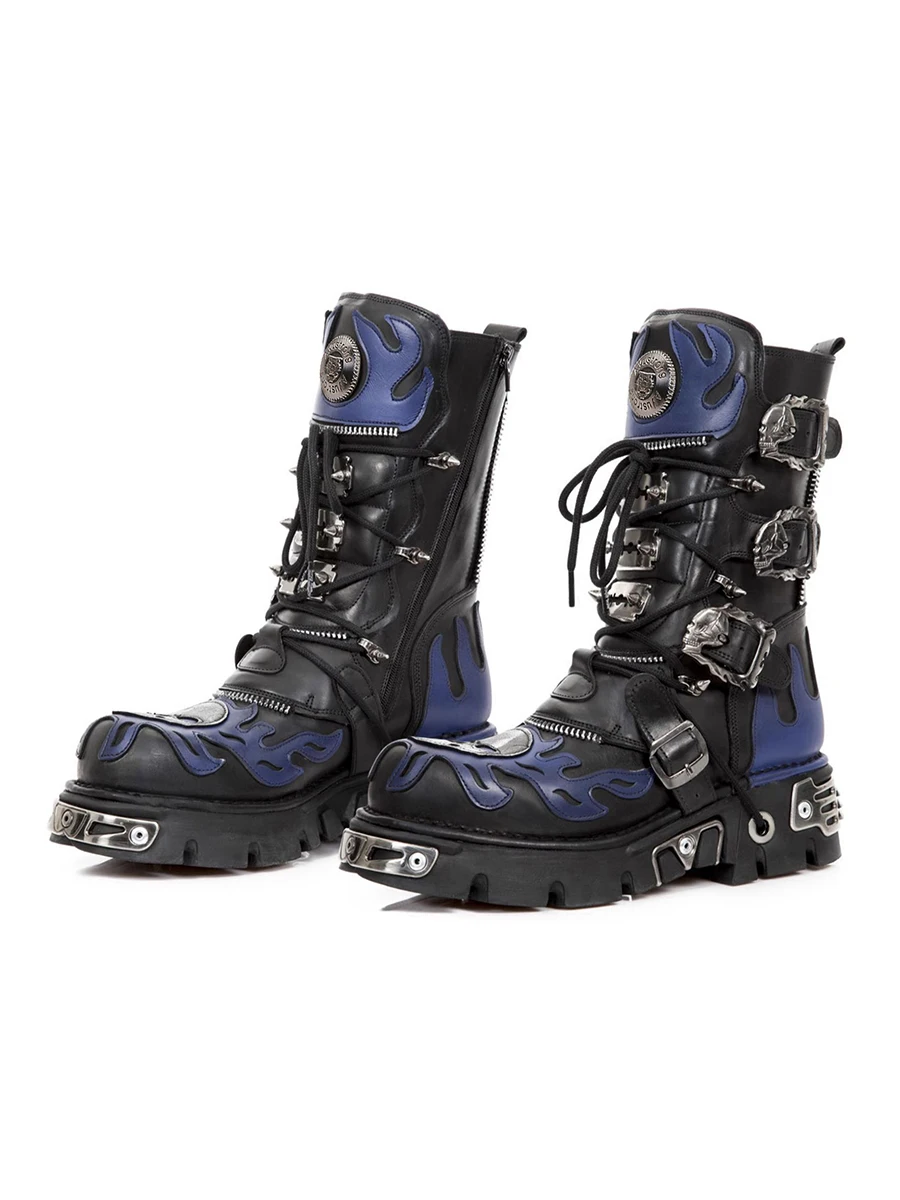 Botas hasta la rodilla góticas Punk cómodas de calidad a la moda de otoño e invierno con decoración de Metal botas de moto de tacón alto remachadas