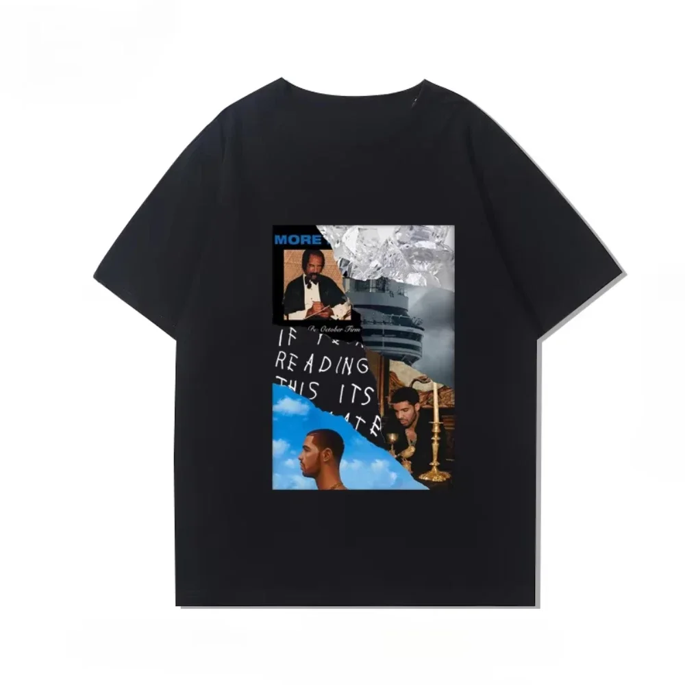 2025 New Drake Short Sleeve Print T-shirt Album Joint Hip Hop Rap Rap American Men and Women High Street Summer Cotton Clothes