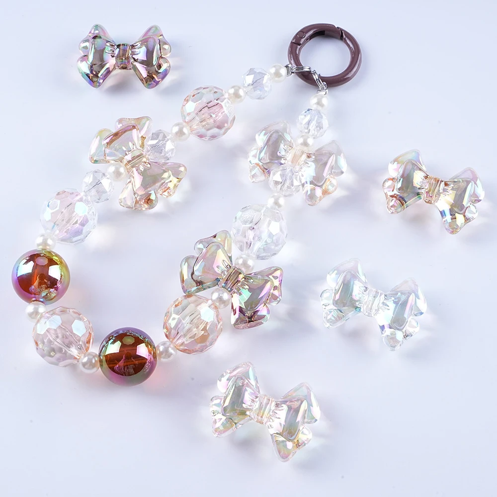 22x28mm UV Transparent Butterfly Bow Acrylic Beads For Jewelry Making Needlework DIY Bracelet Necklace Phone Chain Accessories