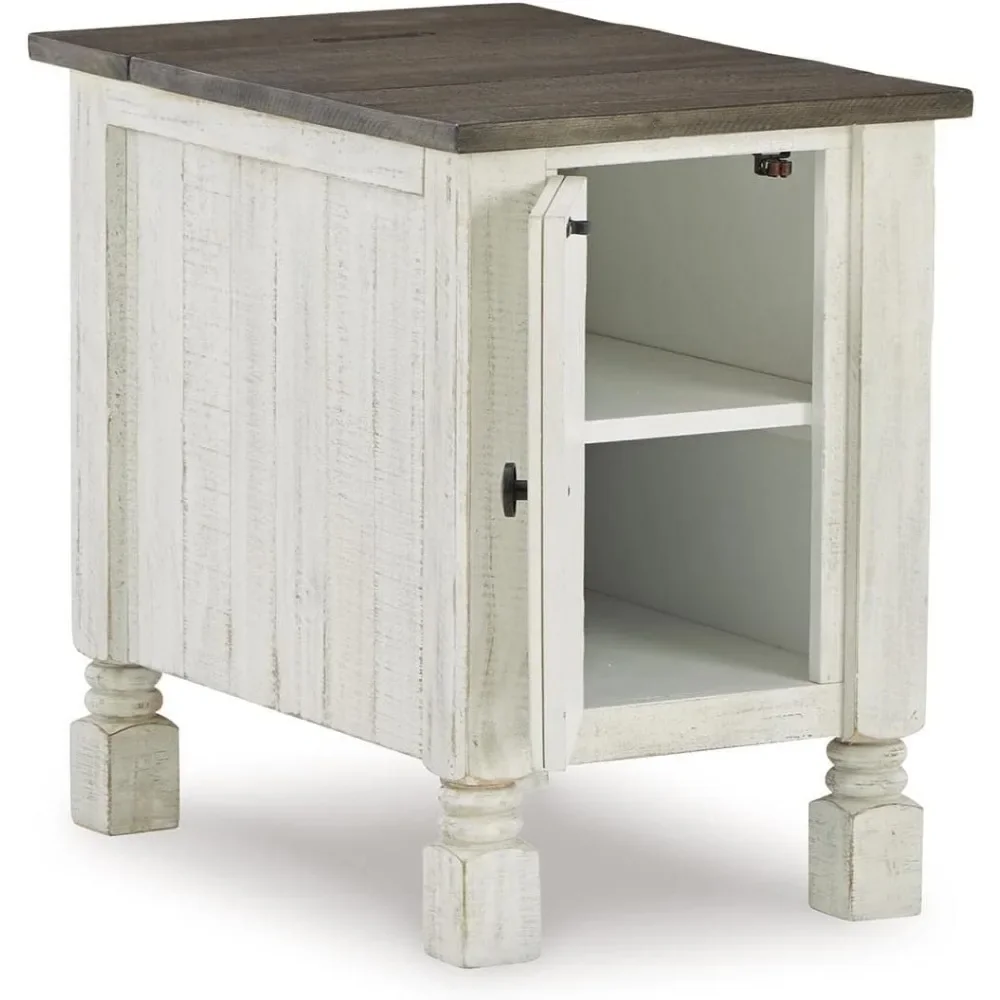 by Ashley Havalance French Country Chair Side End Table, White & Gray