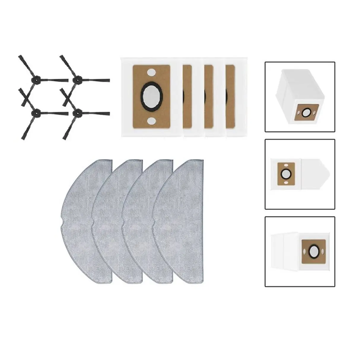 T1649C◐◆◀♥12 Pcs for A30 Pro Vacuum Sweeper Accessories Side Brush Mop Pad Dust Bag 【Buy Now】