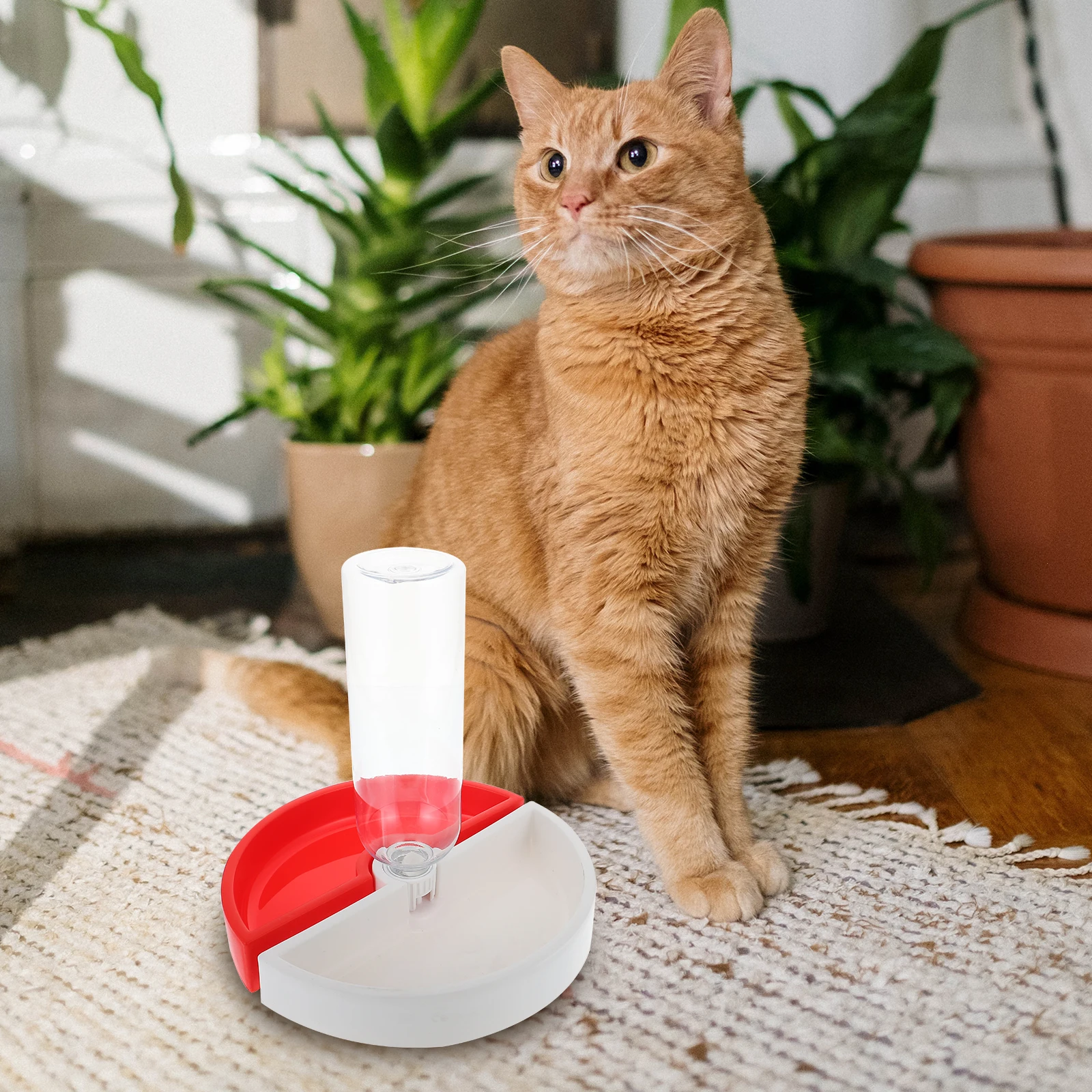 

Dual Color Cat Bowl Automatic Pet Feeder Detachable Dog Food Water Dispenser Round Design For Cats Dogs Rabbits Pet Supply