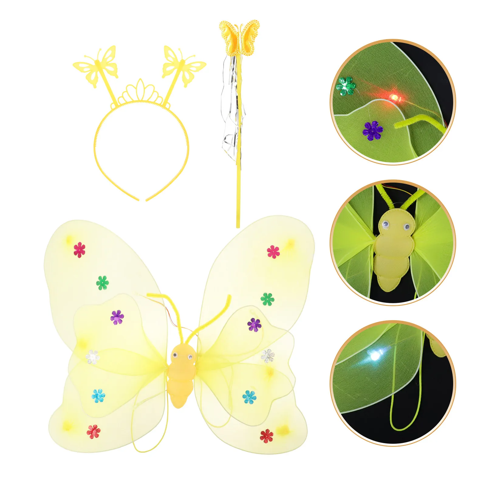 Ensemble d'ailes à double couche, 3 pièces, Costume de Cosplay d'ange et de fée, pour la danse, la scène, accessoires d'anniversaire et d'halloween