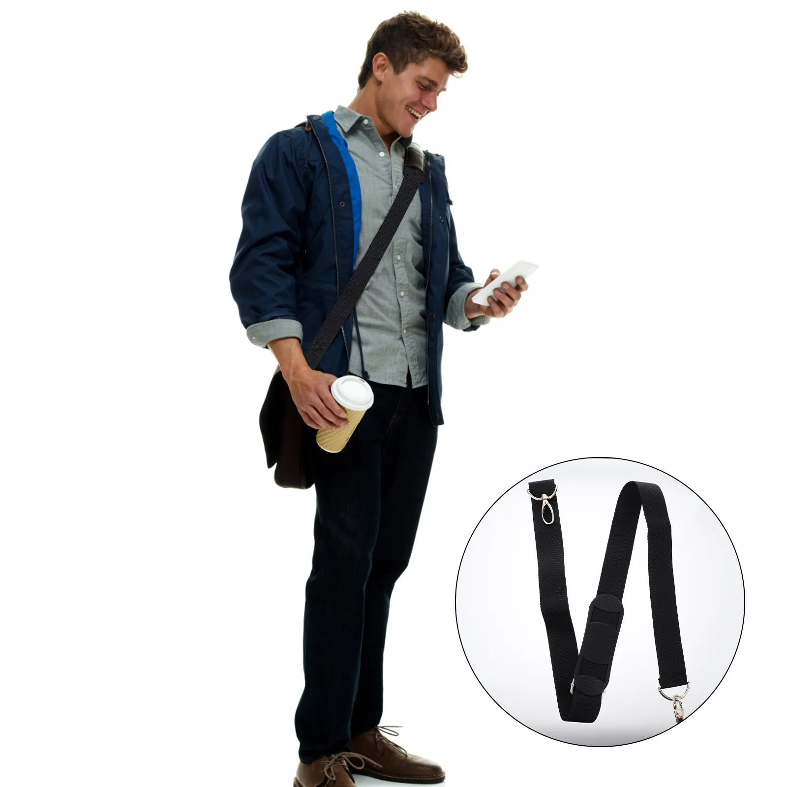 

1Pcs Replacement Strap for Bag Premium Shoulder Strap with Padding Sturdy Metal Buckle Fits Computer Comfortable Bag