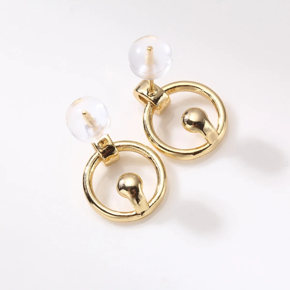 Minimalist Women Brass 14K Gold Filled Round Ring Blank Setting Handmade Findings For DIY Pearl Stud Earring