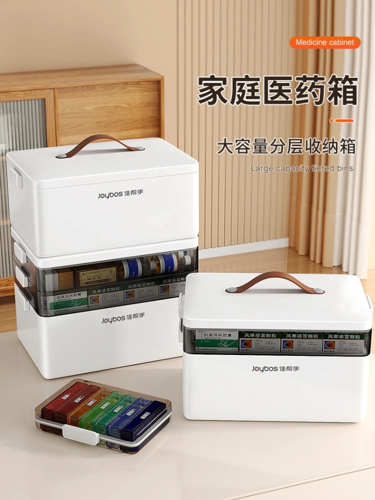 Large household medicine box Large capacity household medicine box Multi-layer drug classification and storage