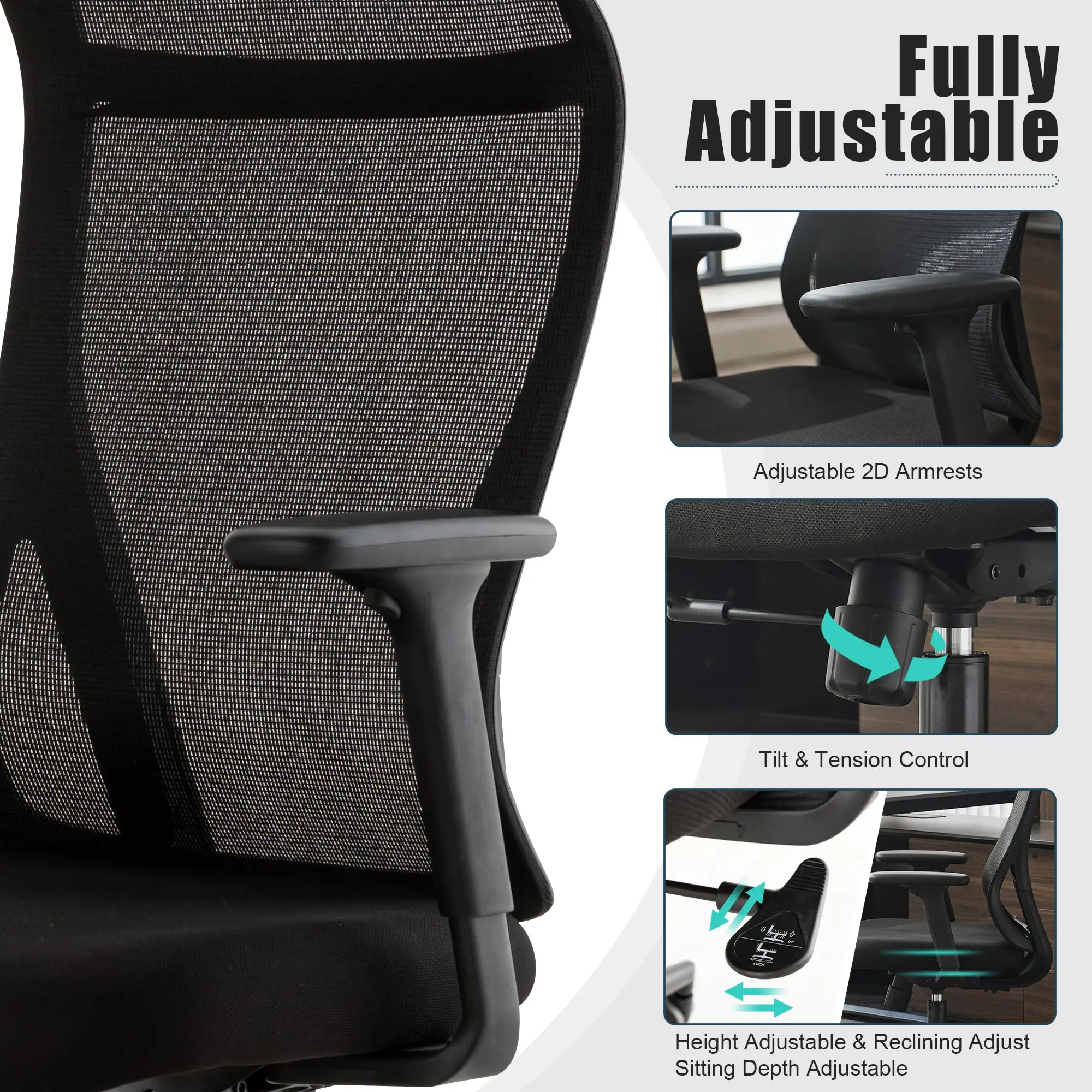 Free Shipping High Back Mesh Reclining Ergonomic Office Chair Swivel Computer Chair