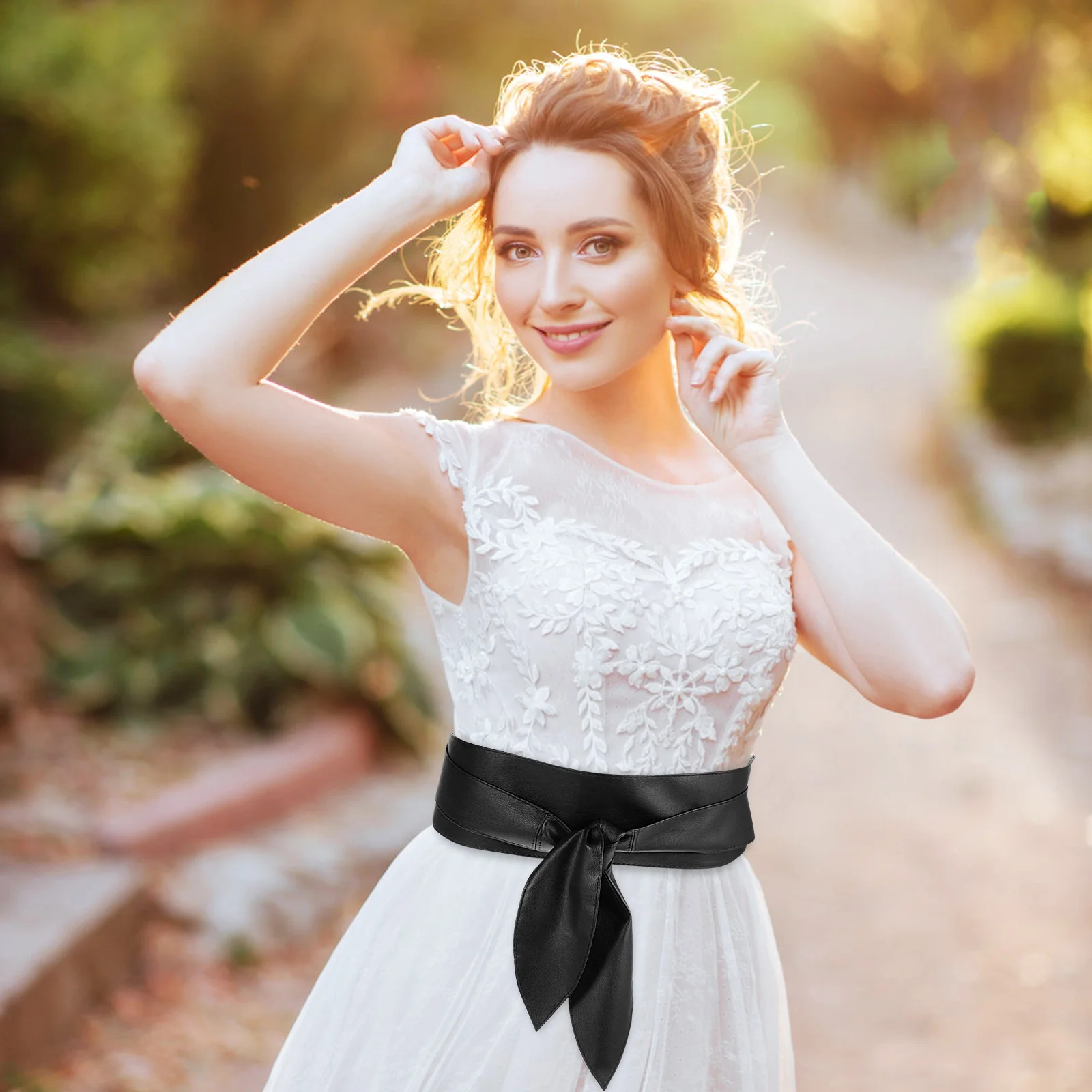 

Butterfly Bow Wedding For Bride Dress Belt Wide Faux Sash For Women Dress Bridal Party Formal Wear Belt Accessory