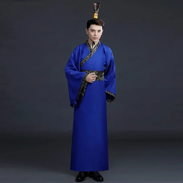 Chinese Traditional Man Hanfu Dress New Year Ancient Performance Stage Folk Dance Costumes Han Dynasty Cosplay Robes