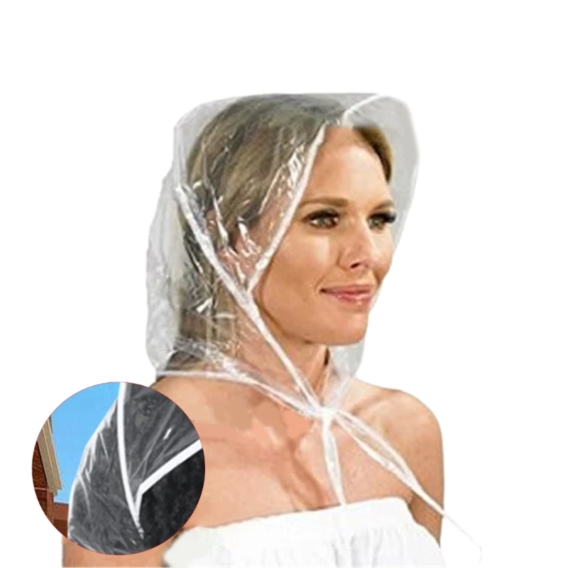 Lightweight PVC Rain Hat with Full Visors for Outdoor Use Clear Hood Portable PVC Rain Bonnet for Travel