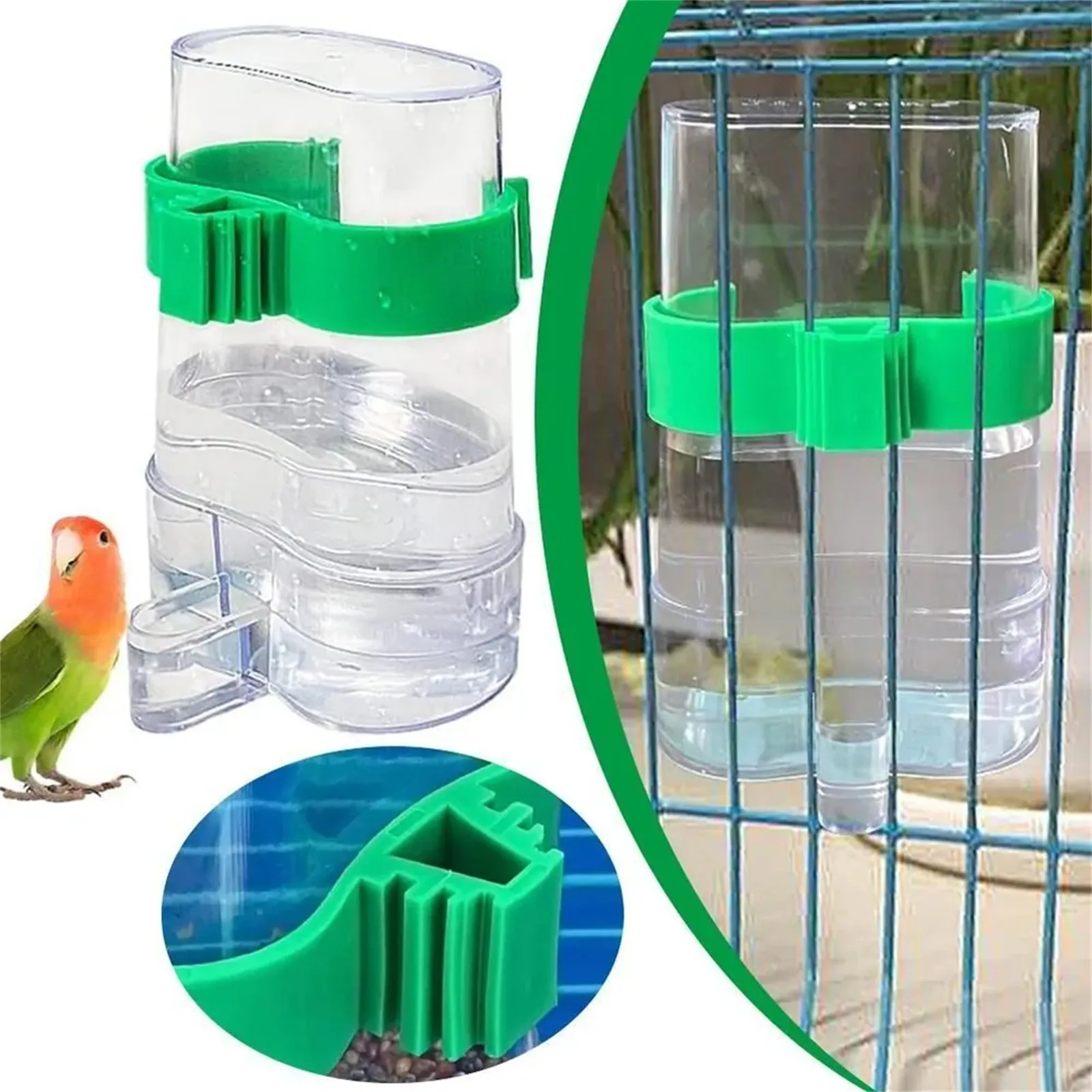 Bird Water Drinker Feeder Container Automatic Pet Feeder Birdcage Hanging Bowl Water Bottle Parrot Drinking Water Food Dispenser view 2