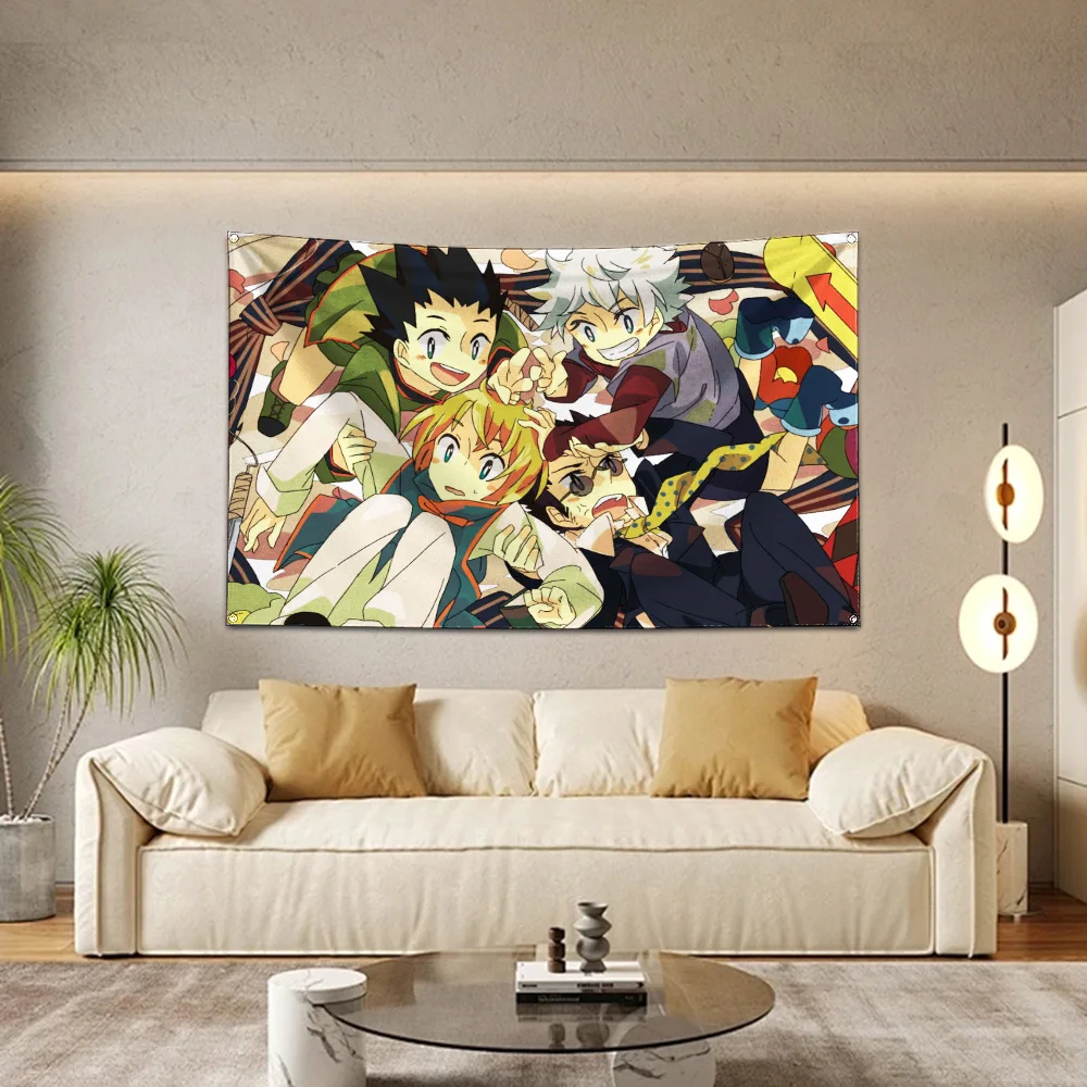 Hunter×Hunter Animation Flag Polyester Digital Printing 4 Sizes for Garage Wall Art Out Door Decoration With Brass Grommets