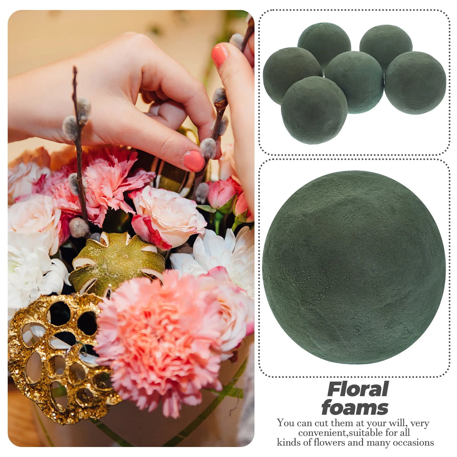 

6 pcs 12Cm Flower Mud Board Props Floral Foam For Wedding Birthday Party Decor Dry Flower Bricks Garden Supplies