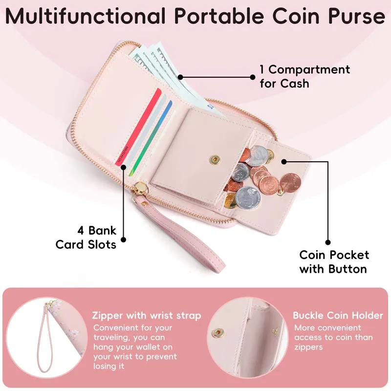 Pomelo Best Women's Short Format Flower Embossing Purse Women's Small PU Leather with RFID Blocking and Coin Compartment Women