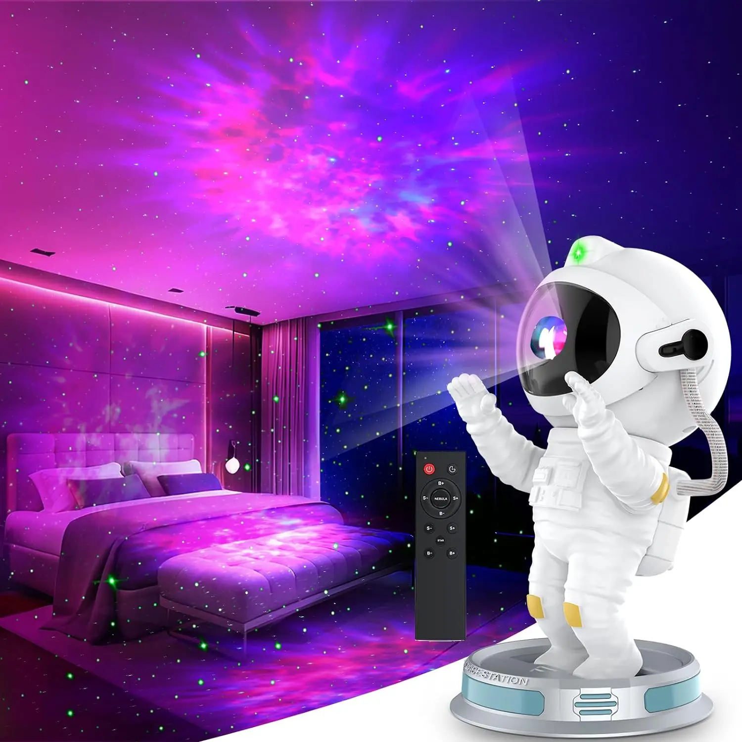 Astronaut Galaxy Projector,Star Projector for Bedroom with Remote and Timer,Colorful Nebula Projector for Kids Adults Room Decor