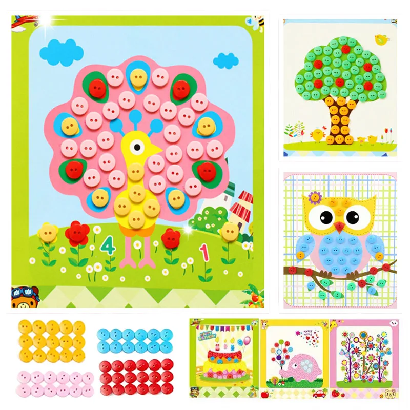 5/10pcs Children Button Stickers Handmade DIY Toys Student Art Class Painting Craft Kids Early Educational Game Gifts TMZ