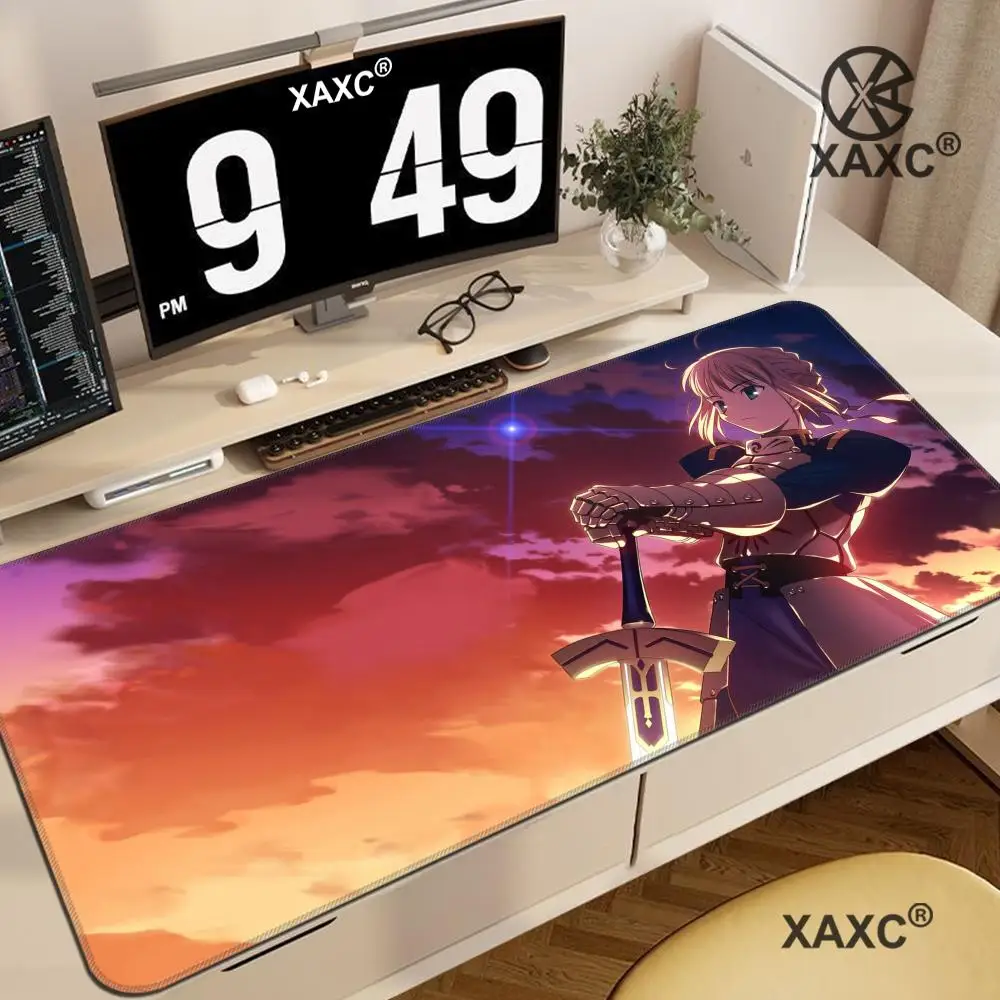 S-Saber F-Fate Stay Night Mouse Pad Large Keyboard Mouse Desk Pad Non-Slip Rubber Gaming Mouse Pad Laptop Mouse Carpet XAXC