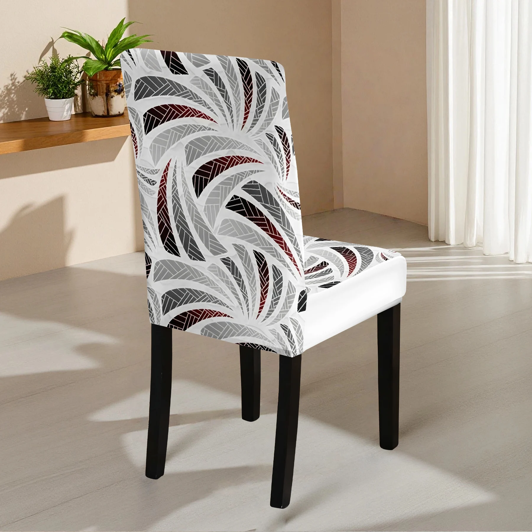 2026 New Elastic Full - Coverage Chair Cover, Stylish Abstract Wave Pattern Print, Summer Outdoor & Indoor