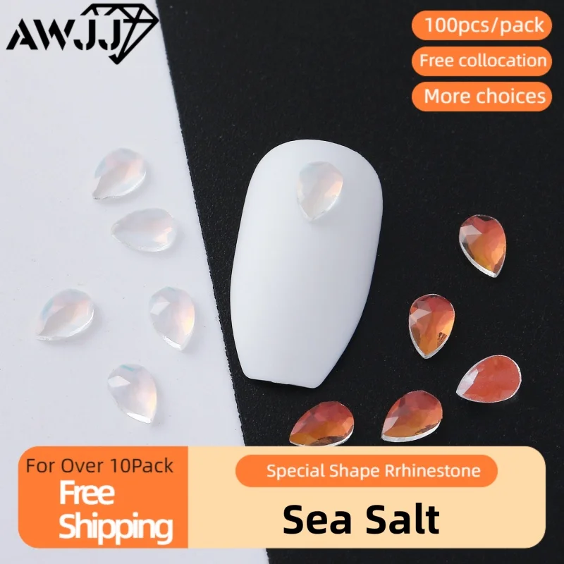 100pcs/pack Dreamy Transparent Sea Salt Toned Nail Diamonds Gateway to an Underwater Fantasy Self-Adhesive Nail Art Rhinestones