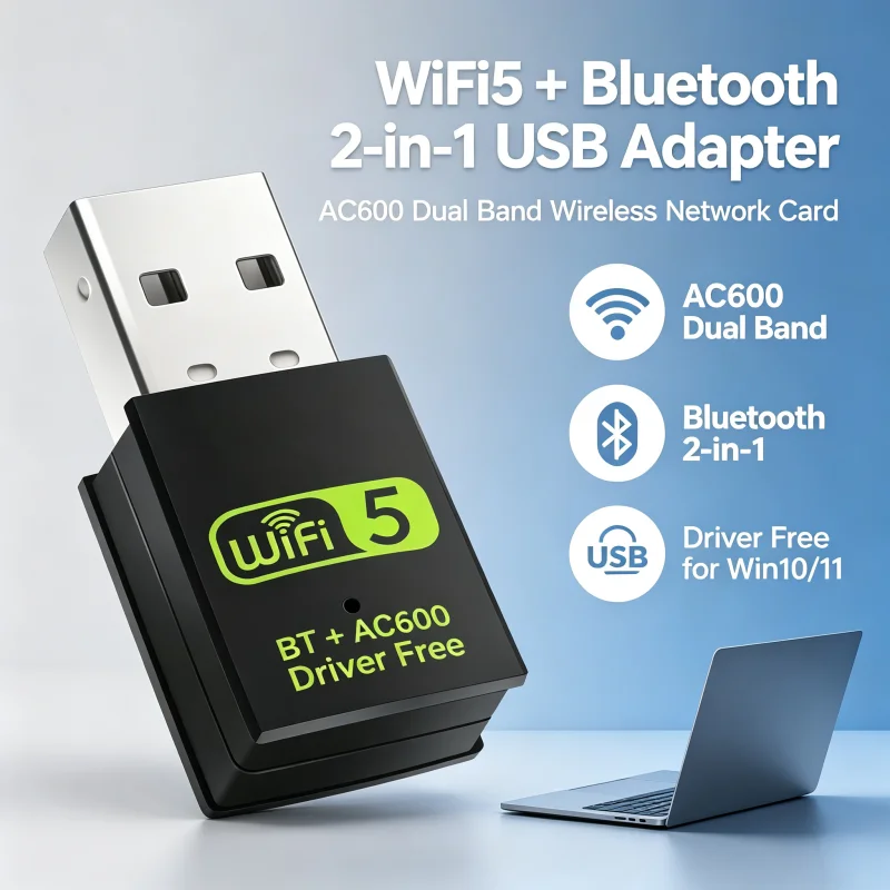 USB WiFi Adapter AX900 AC600 300Mbps Bluetooth 5.4 2.4G 5G Dual Band Driver Free Wireless Network Adapter for Desktop Laptop