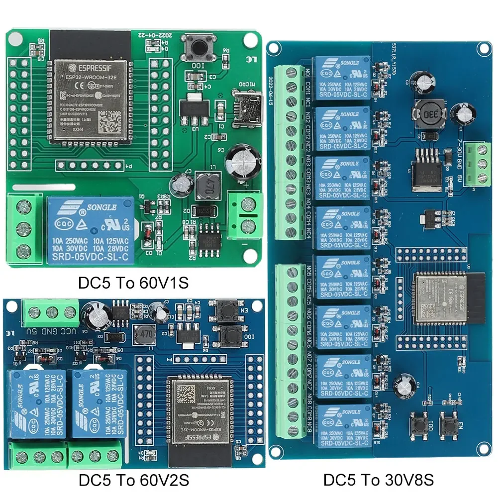 1-3PCS ESP32 WIFI Bluetooth-compatible BLE Relay Module 1/2/8 Channel WIFI BT BLE Relay Module ESP32-WROOM Development Board