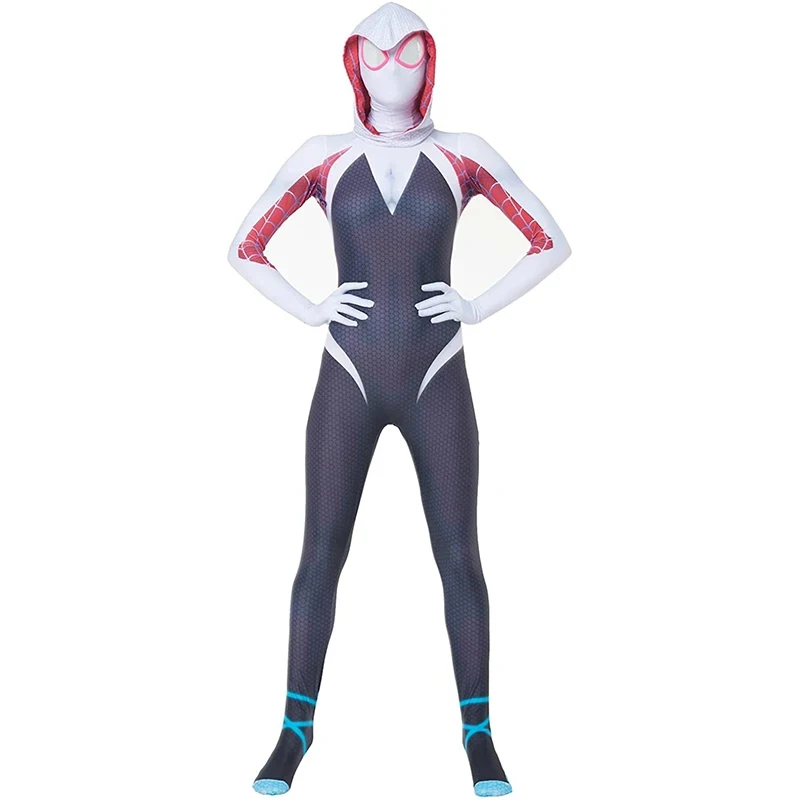 Spiderman Costume Superhero Spider Gwen Stacy Spider Man Cosplay Zentai Bodysuit Mask Halloween Costume for Women Girls