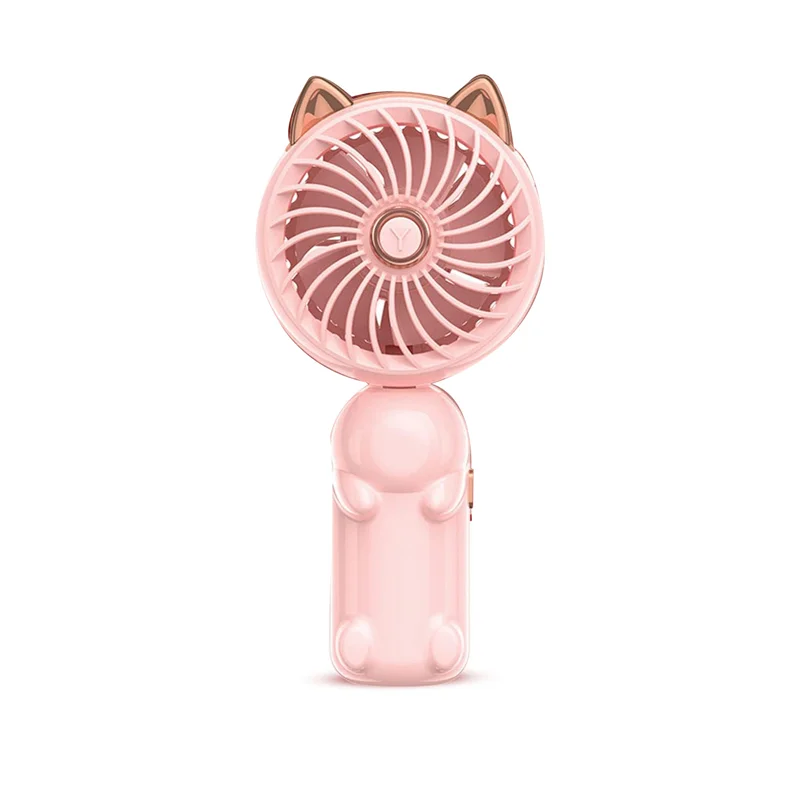

Portable Hand Held Fan with Cat Ears - Mini Fan with USB Rechargeable Battery Foldable Small Fan (Pink)
