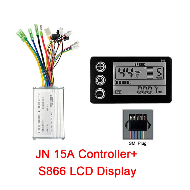 

Original Electric bicycle Controller eBike 6-Tube 36V/48V JN 15A Controller S866 LCD Display SM Plug,e-Bike refit Accessory
