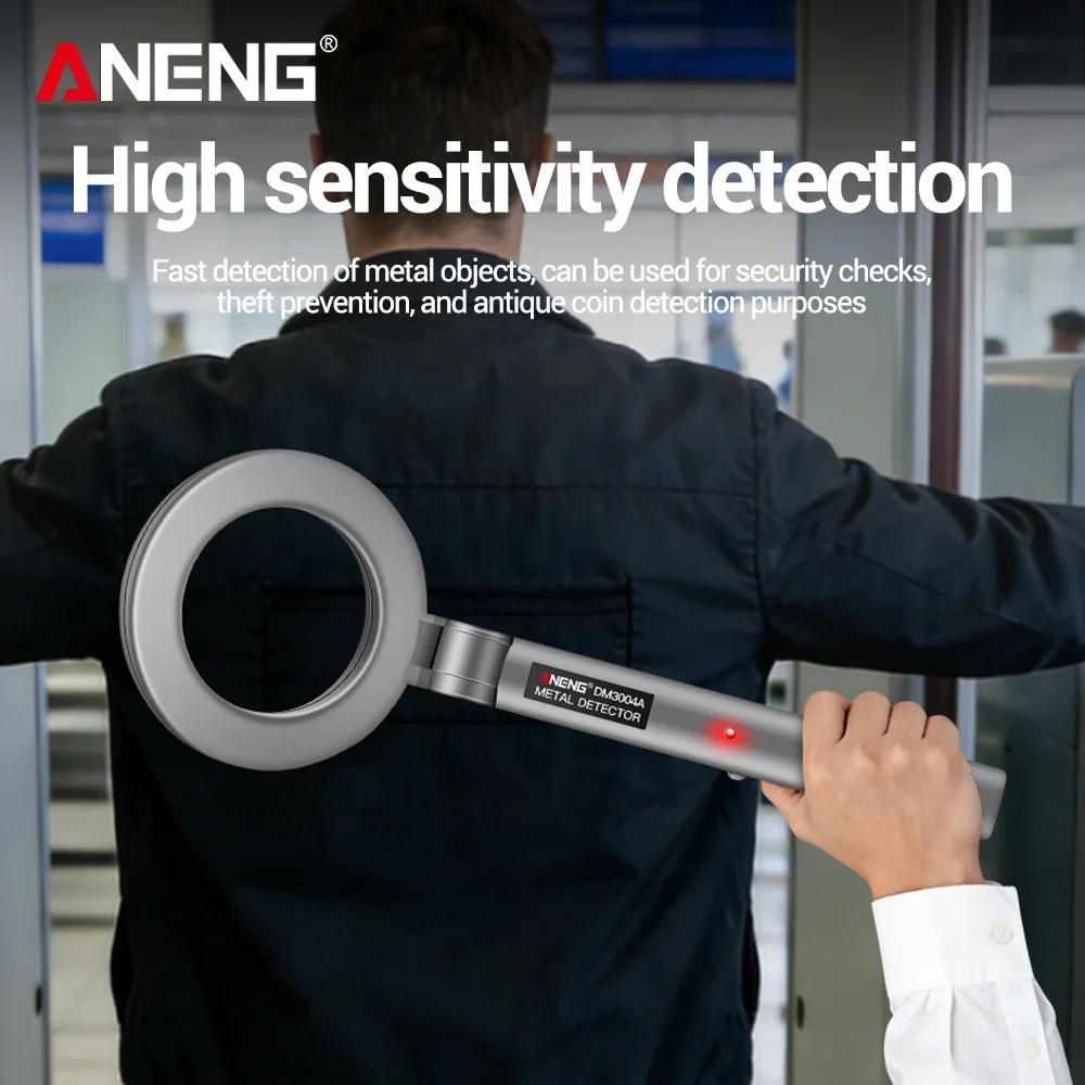 ANENG DM3004A Handheld Metal Detector ABS LED Audio Alarm Ferrous Non Ferrous Finder Security Treasure Hunting Inspection Tool