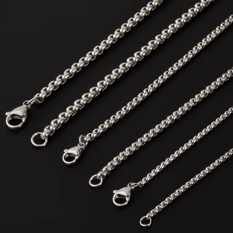45/50/60/70/80/90 cm Lange Kette Einfache Schmuck Um Hals Dekor Edelstahl box Halsketten Für Frauen Männer DIY Anhänger Liefert