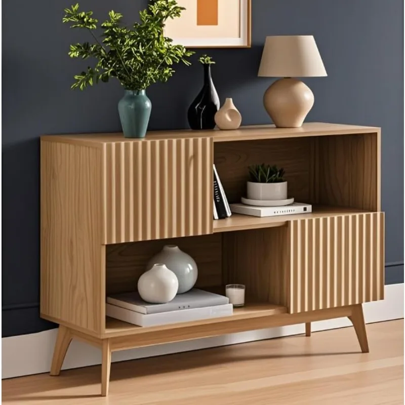 

Буфет-буфет Concho рифленый дуб, современный шкаф для хранения с местом для хранения вещей, акцентный шкаф с ножками из массива дерева,