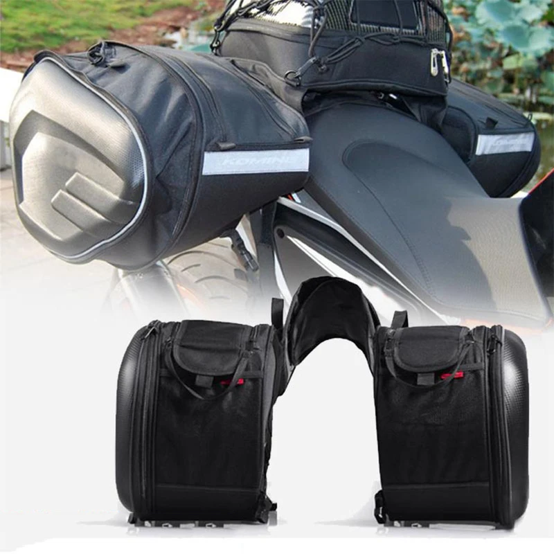 Motorcycle Waterproof Saddle Bag / Motorcycle Side Helmet Riding Travel Bags + Rain Cover One Pair