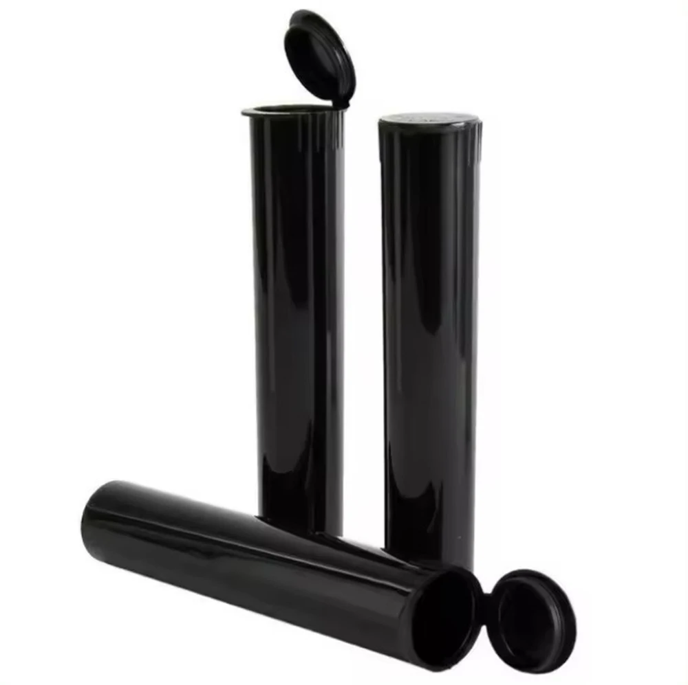 73MM 115MM Black Tube Doob Vial Waterproof Airtight Smell Proof Roll Odor Sealing Herb Spice Container Open Cap Top Storage Case