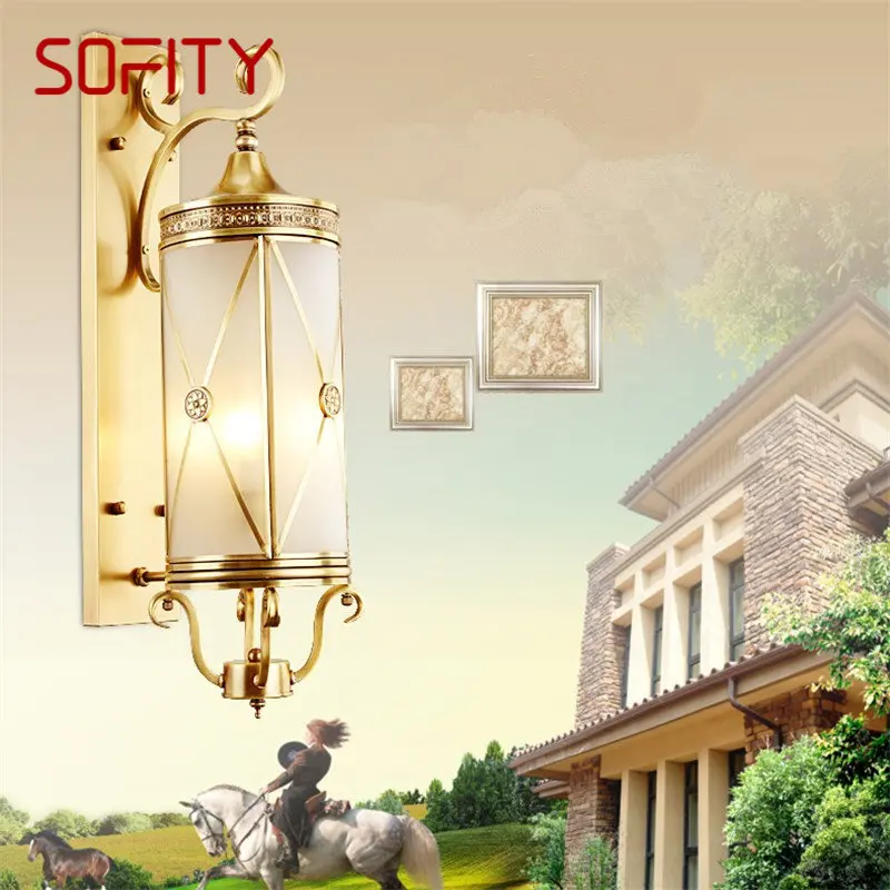 

SOFITY Nordic Outdoor Brass Wall Light LED Copper Sconce Lamp Creative Design Decor for Home Courtyard Corridor Aisle