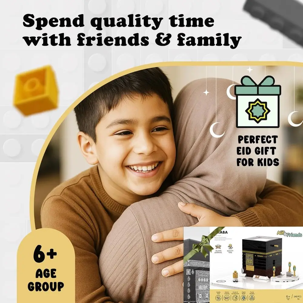 Set da costruzione Islamico Kaaba - 540 pezzi - Regalo Eid per bambini e adulti - Modello Mini Kaaba - Puzzle islamico e giocattolo Eid - Educ musulmano