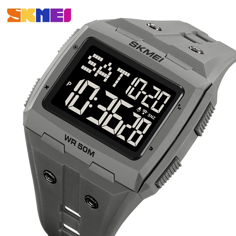 

SKMEI Men's Electric Watch Square Frame Camouflage Color Matching Large Digital Display Double Time Stopwatch Timer Timer 2186