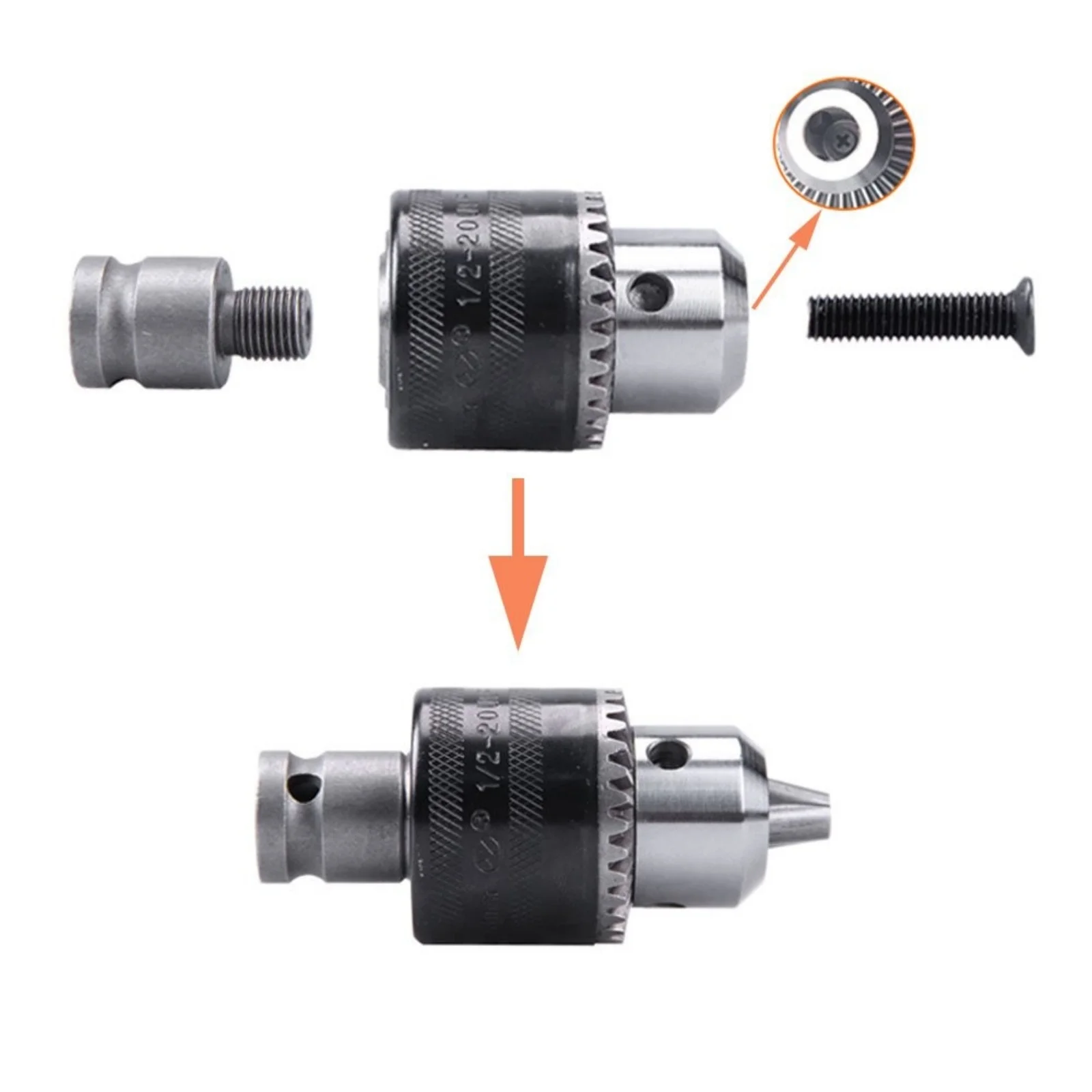 For DIY Projects Drill Chuck Quick-Release Chuck 1.5-13mm Capacity 1 2-20 UNF Thread Carbon Steel Construction Easy Bit Locking