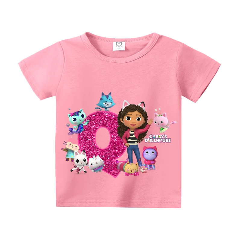 غابي دمية تي شيرت للأطفال لطيف الكرتون إلكتروني طباعة الاطفال بلايز الطفل القطن قصير الأكمام 2025 أنيمي فتاة الملابس هدية #2