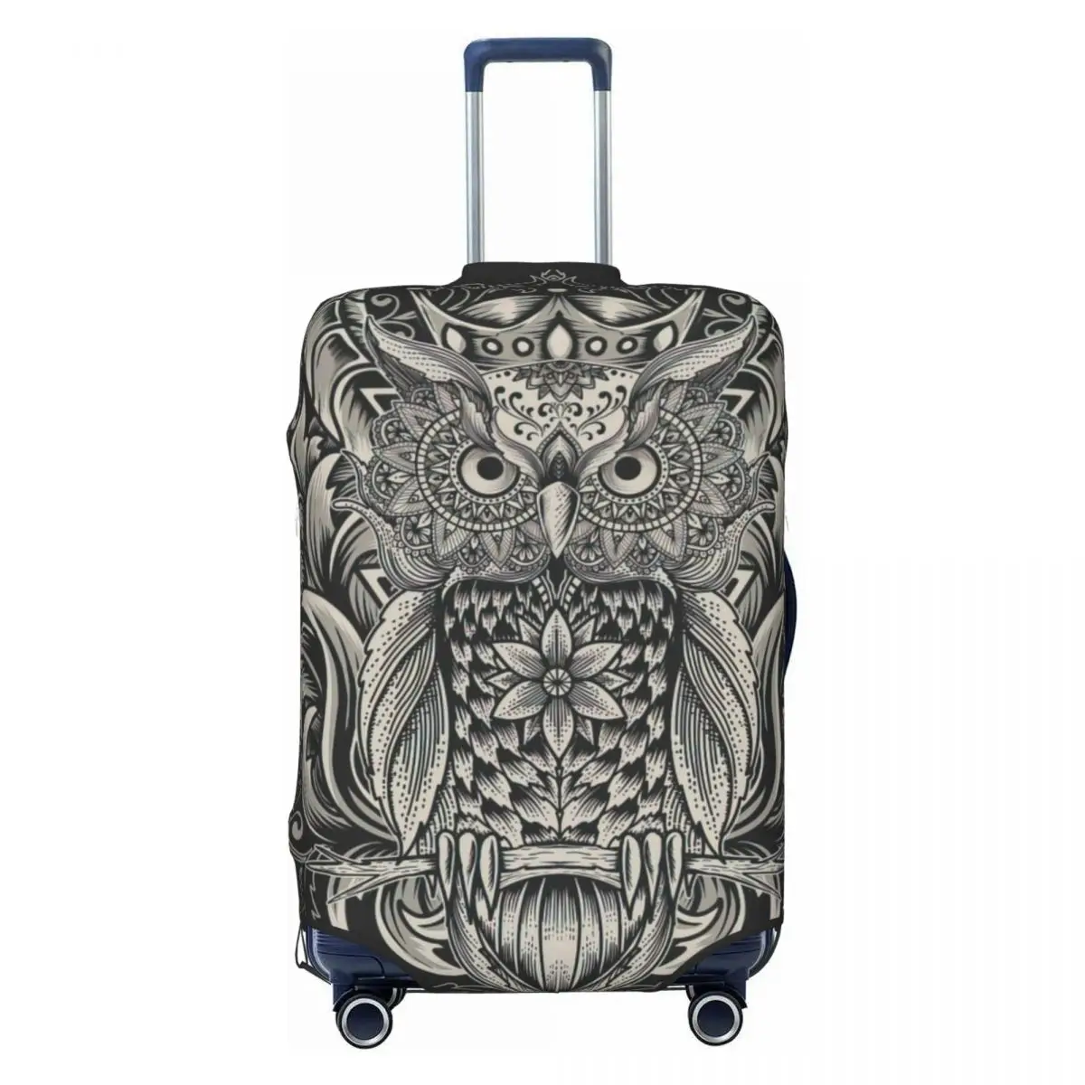 Owl Bird With Mandala Ornament Style Print Luggage Protective Dust Covers Elastic Waterproof 18-32inch Suitcase Cover Travel