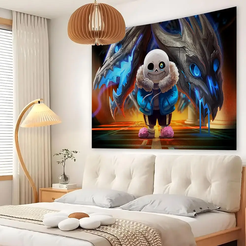 Game Sans U-Undertale Tapestry Custom Living Bedroom Party Dormitory Interior Wall Bohemian Decoration Attached Clip