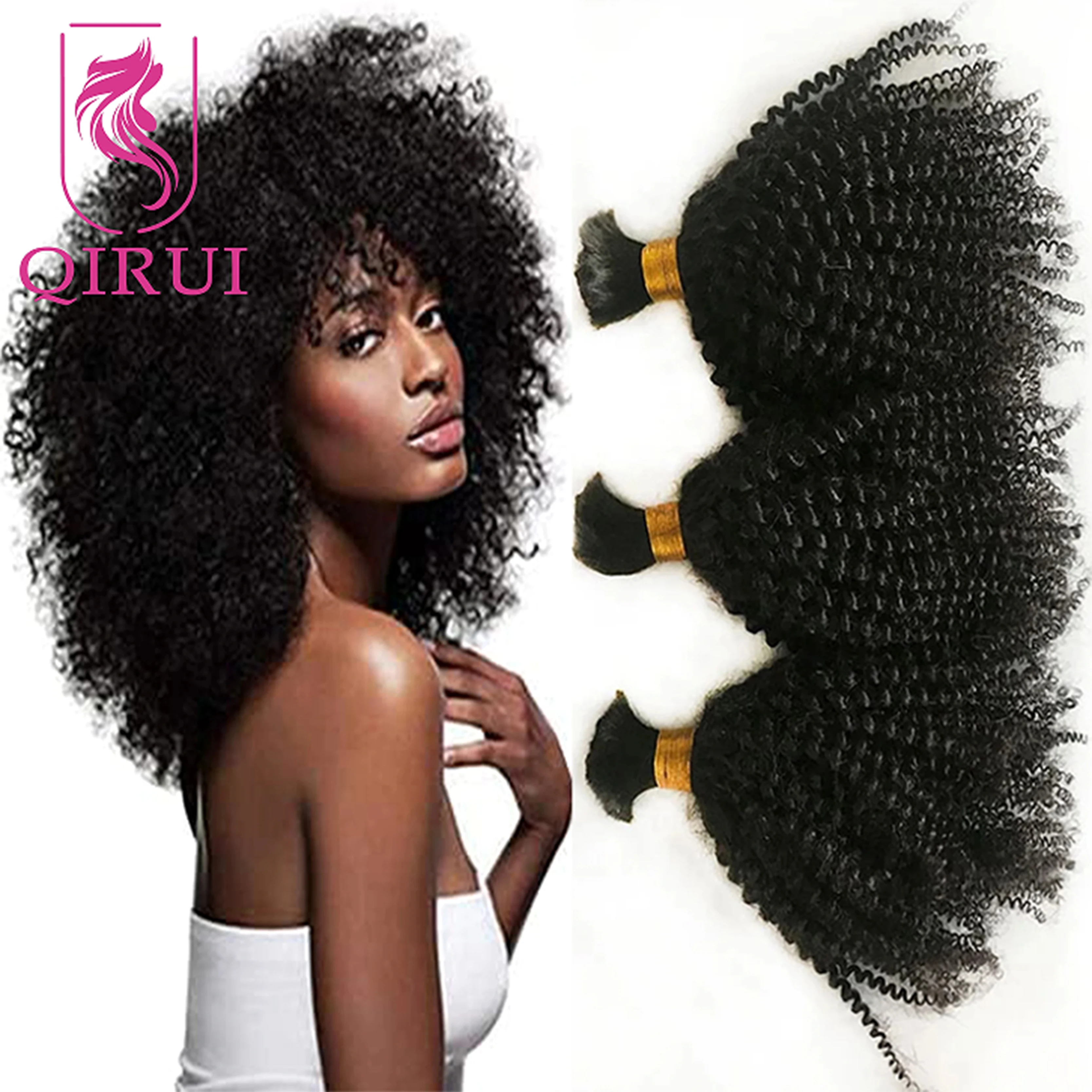 

Boho Braids Human Hair Extensions Bundles Bulk Human Hair For Braiding Afro Kinky Curly Color 4 27 30 Double Drawn Wholesale