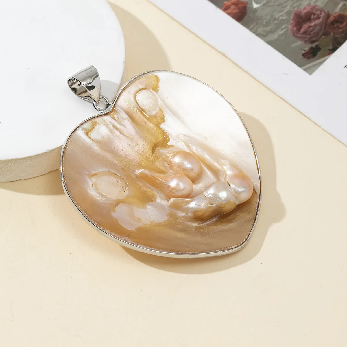 1pc 50x52mm Heart-Shaped Shell Pendant Natural Shell Semi-Finished Charms for Jewelry Making DIY Necklace Earrings Accessories