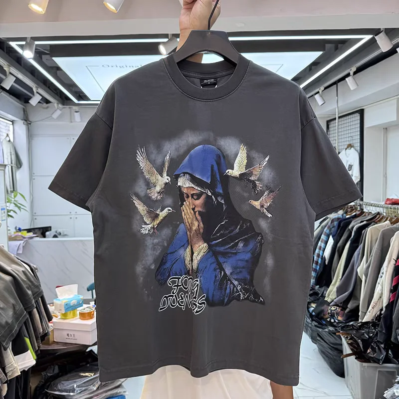 Peace Dove Prayer Portrait Pattern Print T Shirt Men Women T-shirt Top Tees