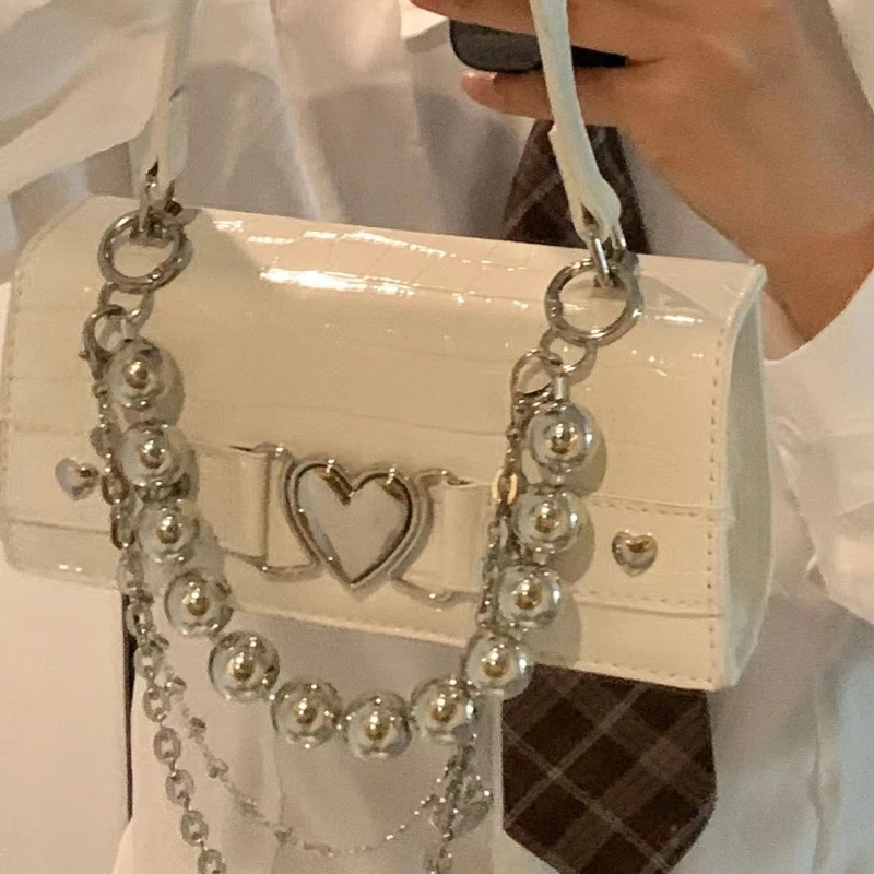 

Niche Retro Sweet Cool Chain Portable Small Square Bag New Simple Everything With Crocodile Pattern Single Shoulder Cross-Body