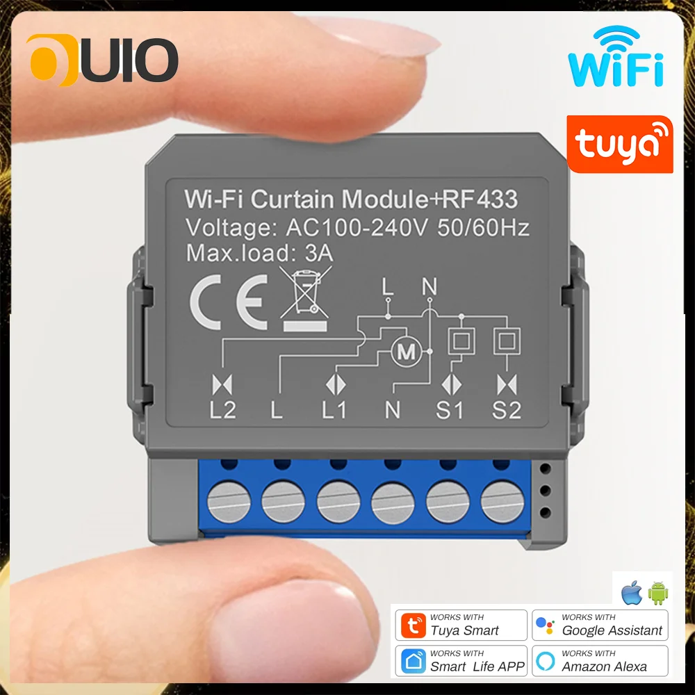 

OUIO WiFi Tuya переключатель штор RF433 RF интеллектуальный переключатель жалюзи модуль включения/выключения Alexa голосовое управление Google Assistant
