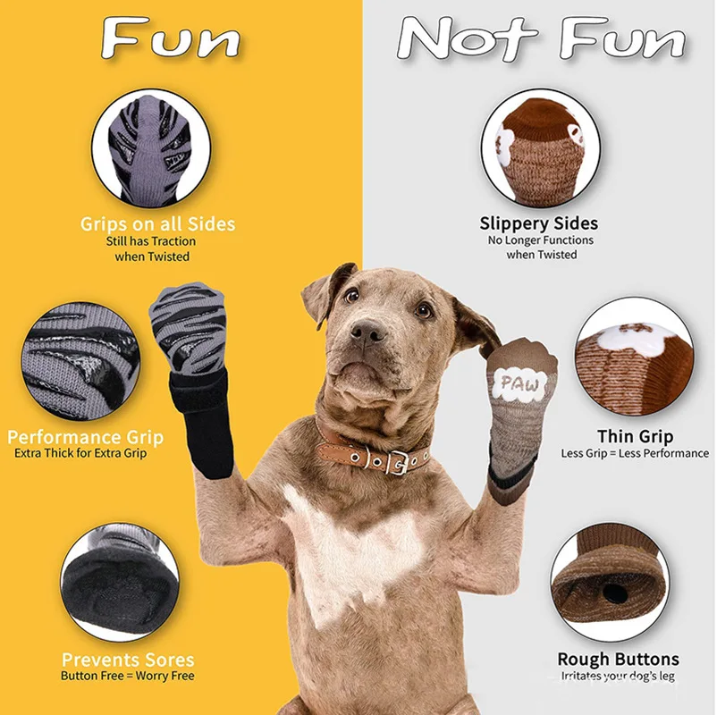 Dog Socks for Small Medium Large Dogs, Indoor Wear Anti-Slip Socks Paw Protector Traction Control Dog Knitted Socks with Rubber