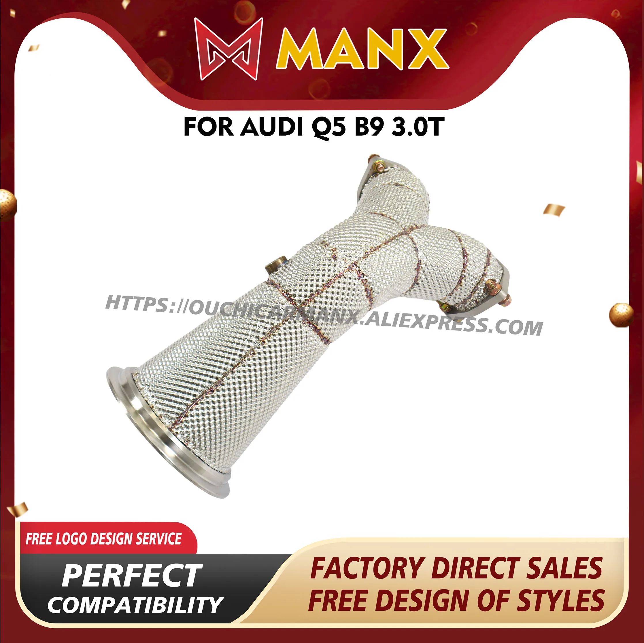 

for Audi Q5 B9 3.0T Exhaust system SS304 Downpipe Free upgrade of heat shield Superior quality MANX
