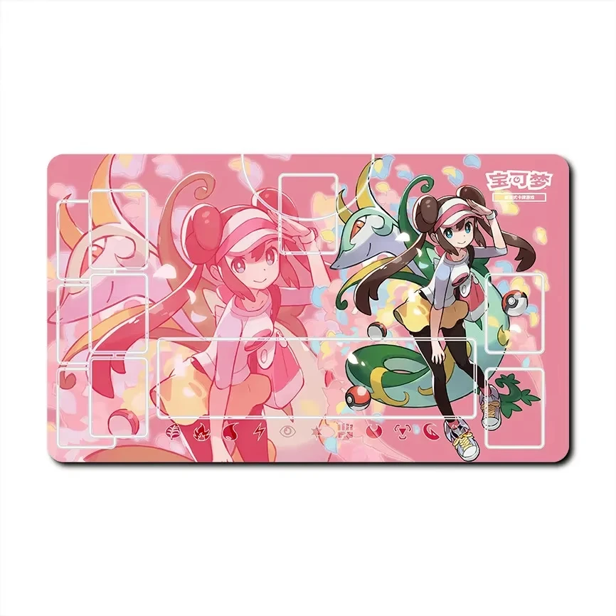 Pokemon TCG Playmat Multiple Trainer Characters Designs With Game Zones Non Slip Rubber Trading Card Game Mat Anime Table Pad