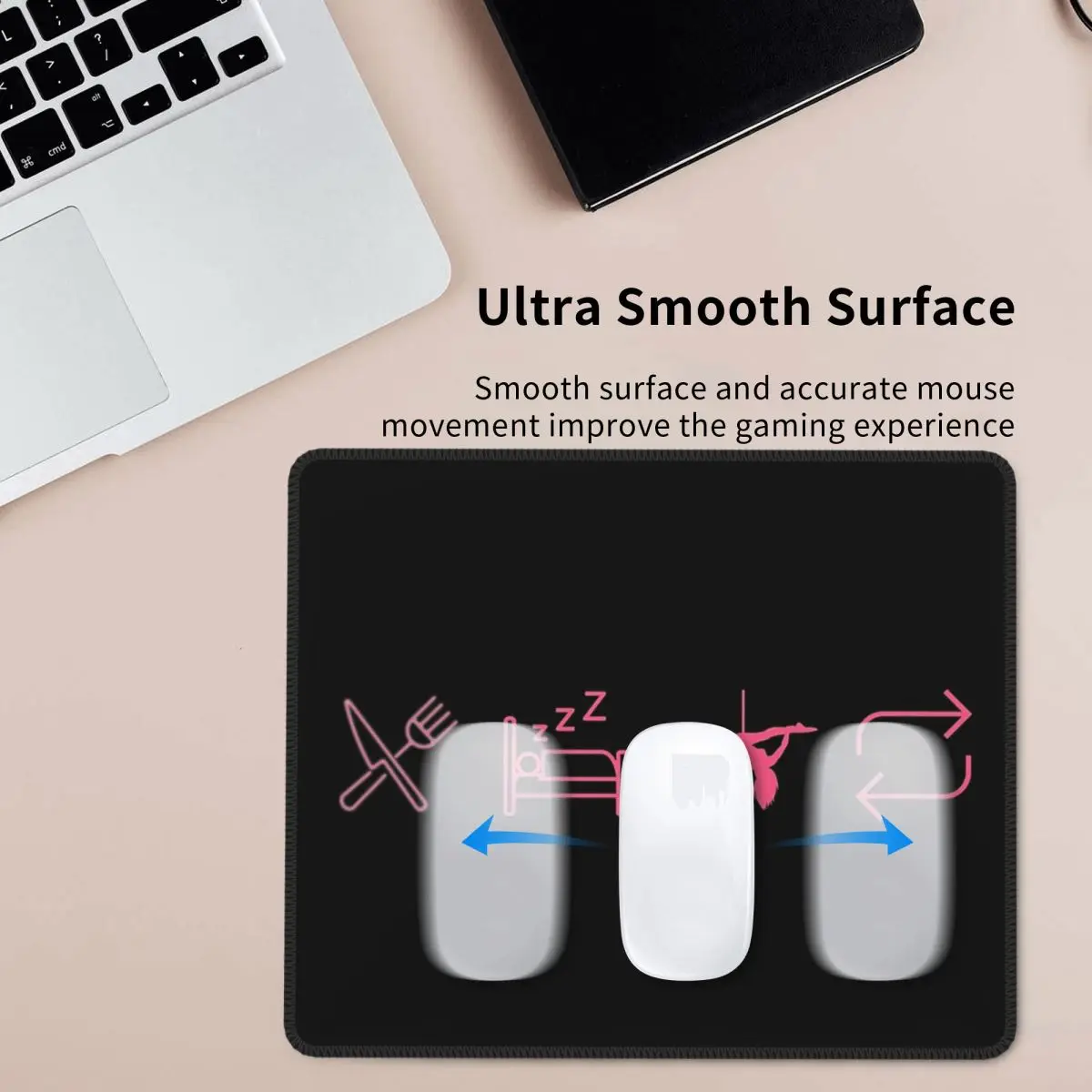 Eat, Sleep, Pole Dance, Repeat - Black Icons Mouse Pad Computer Keyboard Mouse Mat Gamer PC Desk Mat Accessories Table Mats